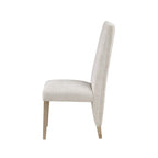 Set of Two Beige And Natural Upholstered And Wood Dining Side Chairs