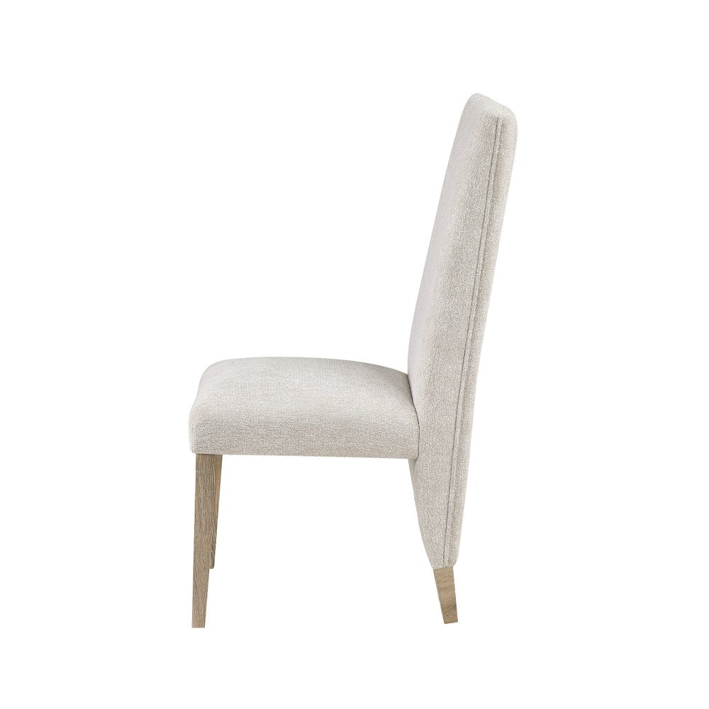 Set of Two Beige And Natural Upholstered And Wood Dining Side Chairs