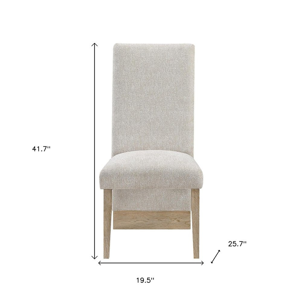 Set of Two Beige And Natural Upholstered And Wood Dining Side Chairs