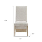 Set of Two Beige And Natural Upholstered And Wood Dining Side Chairs