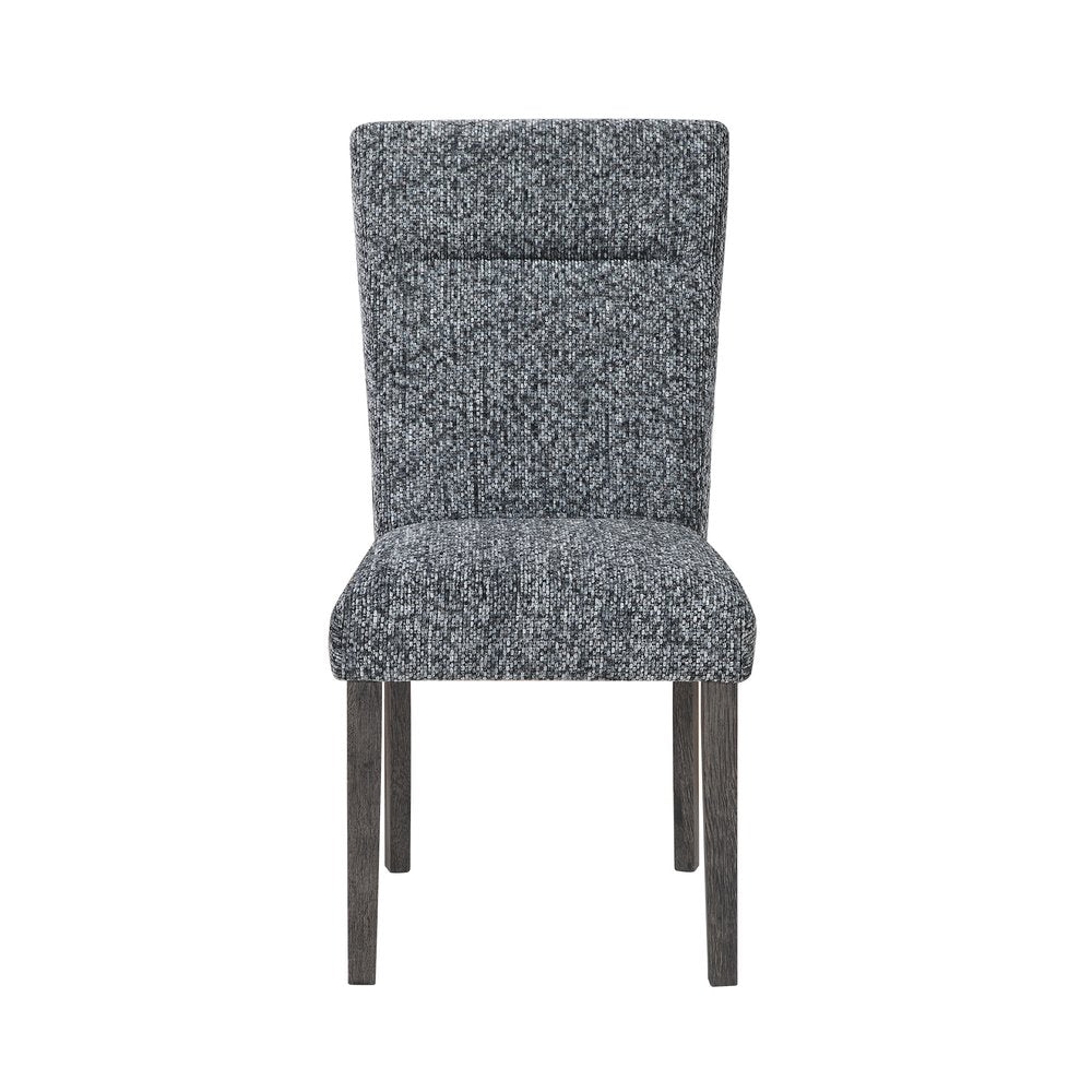 Set of Two Gray And Brown Upholstered And Wood Dining Side Chairs