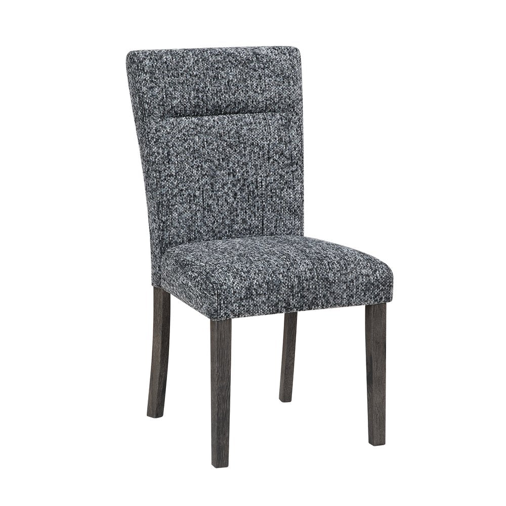 Set of Two Gray And Brown Upholstered And Wood Dining Side Chairs