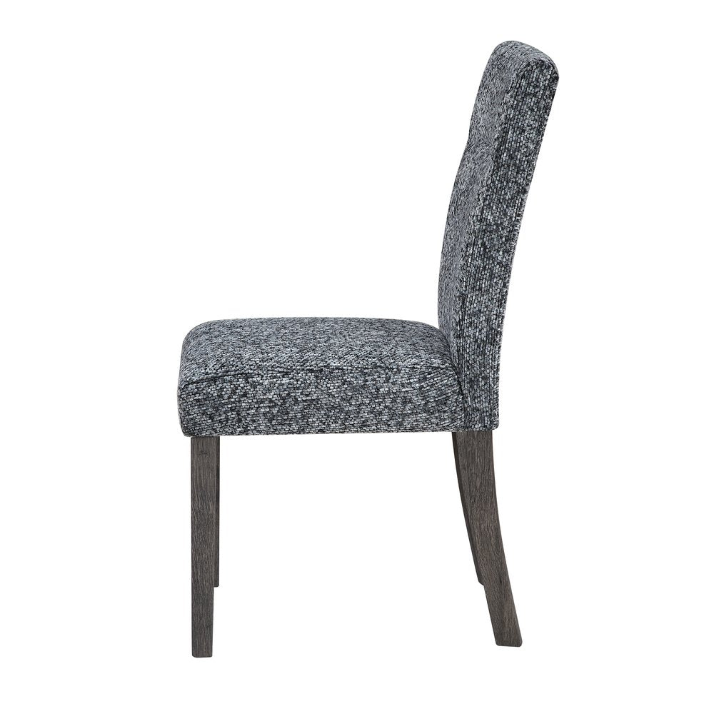 Set of Two Gray And Brown Upholstered And Wood Dining Side Chairs