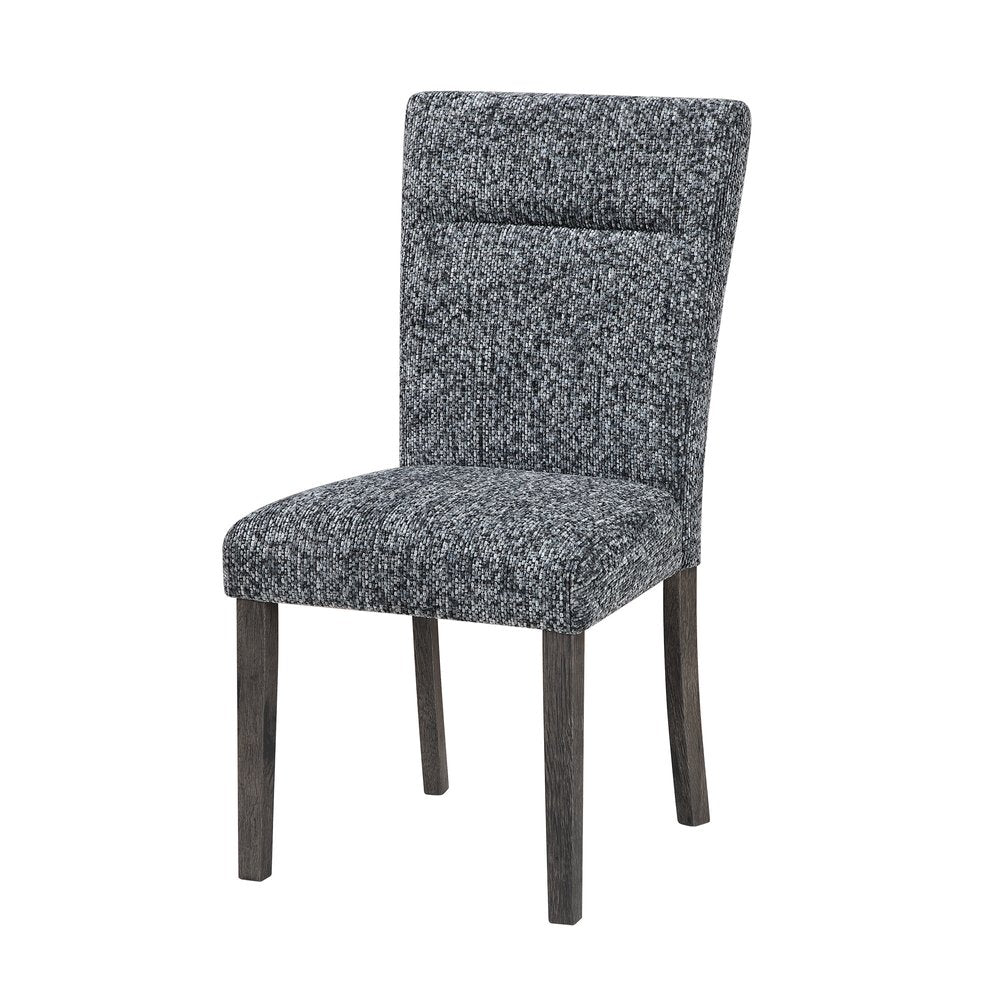 Set of Two Gray And Brown Upholstered And Wood Dining Side Chairs