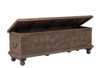 54" Brown Solid Wood Medallion Ottoman With Storage