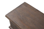 54" Brown Solid Wood Medallion Ottoman With Storage