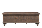 54" Brown Solid Wood Medallion Ottoman With Storage