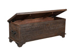 52" Brown Solid Wood Geometric Ottoman With Storage