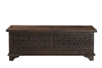 52" Brown Solid Wood Geometric Ottoman With Storage