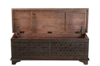 52" Brown Solid Wood Geometric Ottoman With Storage