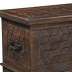 52" Brown Solid Wood Geometric Ottoman With Storage