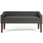 50" Dark Gray and Brown Fabric and Wood Upholstered Bench