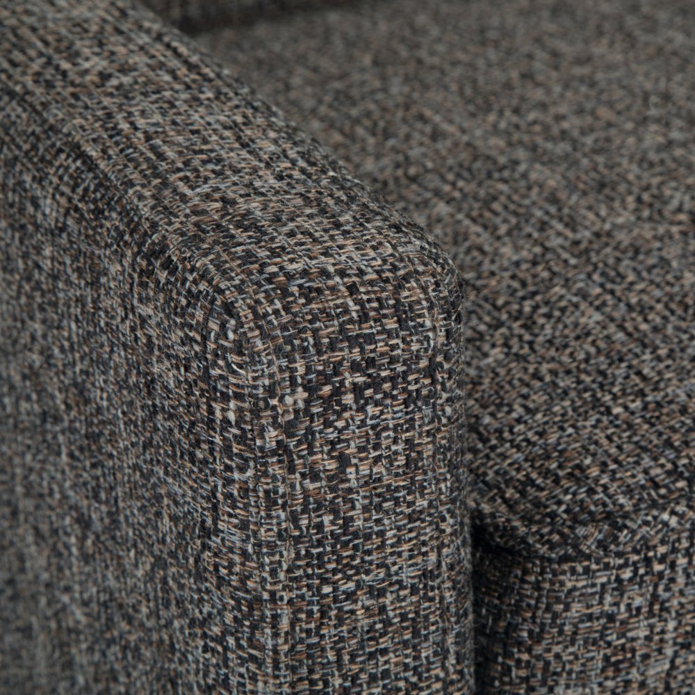 50" Dark Gray and Brown Fabric and Wood Upholstered Bench