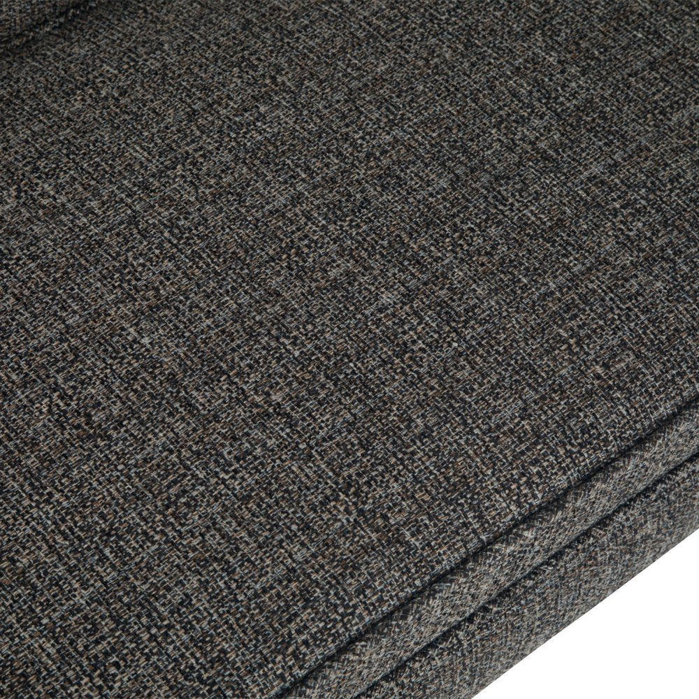 50" Dark Gray and Brown Fabric and Wood Upholstered Bench