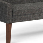 50" Dark Gray and Brown Fabric and Wood Upholstered Bench