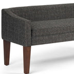 50" Dark Gray and Brown Fabric and Wood Upholstered Bench