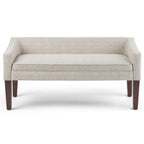 50" Dark Gray and Brown Fabric and Wood Upholstered Bench