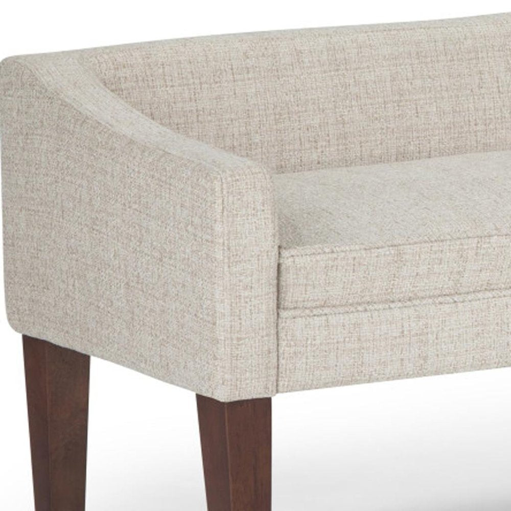 50" Dark Gray and Brown Fabric and Wood Upholstered Bench