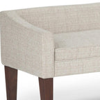 50" Dark Gray and Brown Fabric and Wood Upholstered Bench