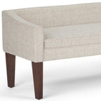 50" Dark Gray and Brown Fabric and Wood Upholstered Bench