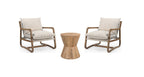 Set of Three Brown Solid Wood Round Solid Furniture Set