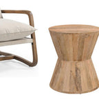 Set of Three Brown Solid Wood Round Solid Furniture Set