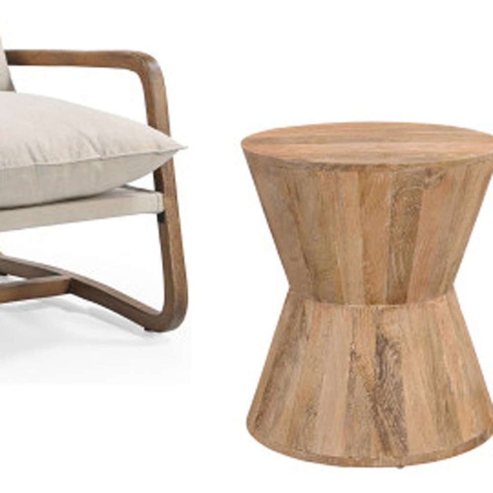Set of Three Brown Solid Wood Round Solid Furniture Set