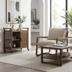 Set of Three Brown Solid Wood Round Solid Furniture Set