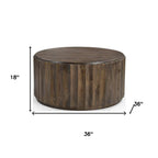 Set of Two Dark Brown Solid Wood Round Solid Furniture Set