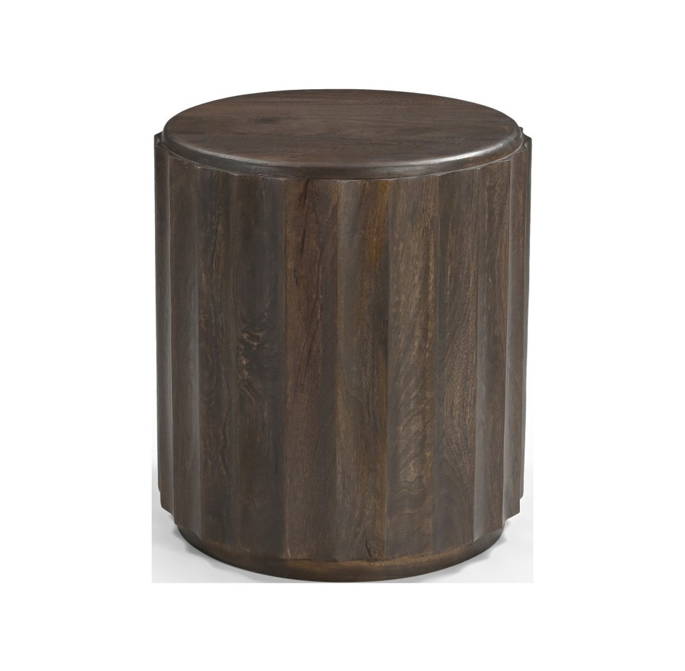Set of Two Dark Brown Solid Wood Round Solid Furniture Set