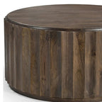 Set of Two Dark Brown Solid Wood Round Solid Furniture Set