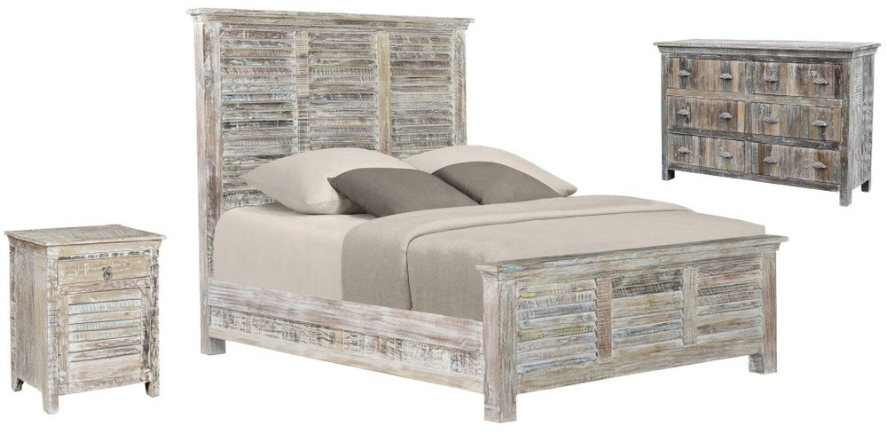 Three Piece White Solid Wood Bedroom Set