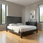 Three Piece Black Solid Wood Bedroom Set