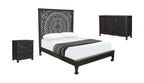 Three Piece Black Solid Wood Bedroom Set