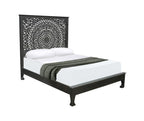Three Piece Black Solid Wood Bedroom Set