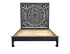 Three Piece Black Solid Wood Bedroom Set