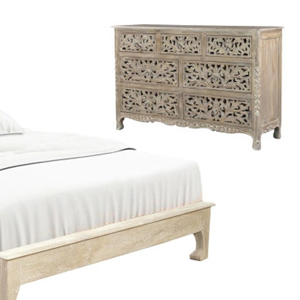 Three Piece Gray Solid Wood Bedroom Set