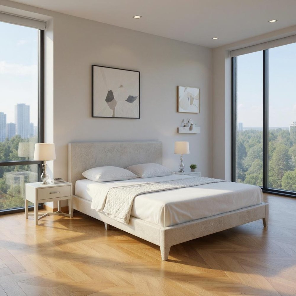 Three Piece Gray Solid Wood Bedroom Set