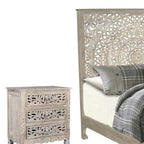 Three Piece Gray Solid Wood Bedroom Set