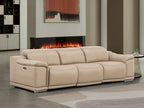 107" Black Top Grain Leather Reclining USB Sofa
