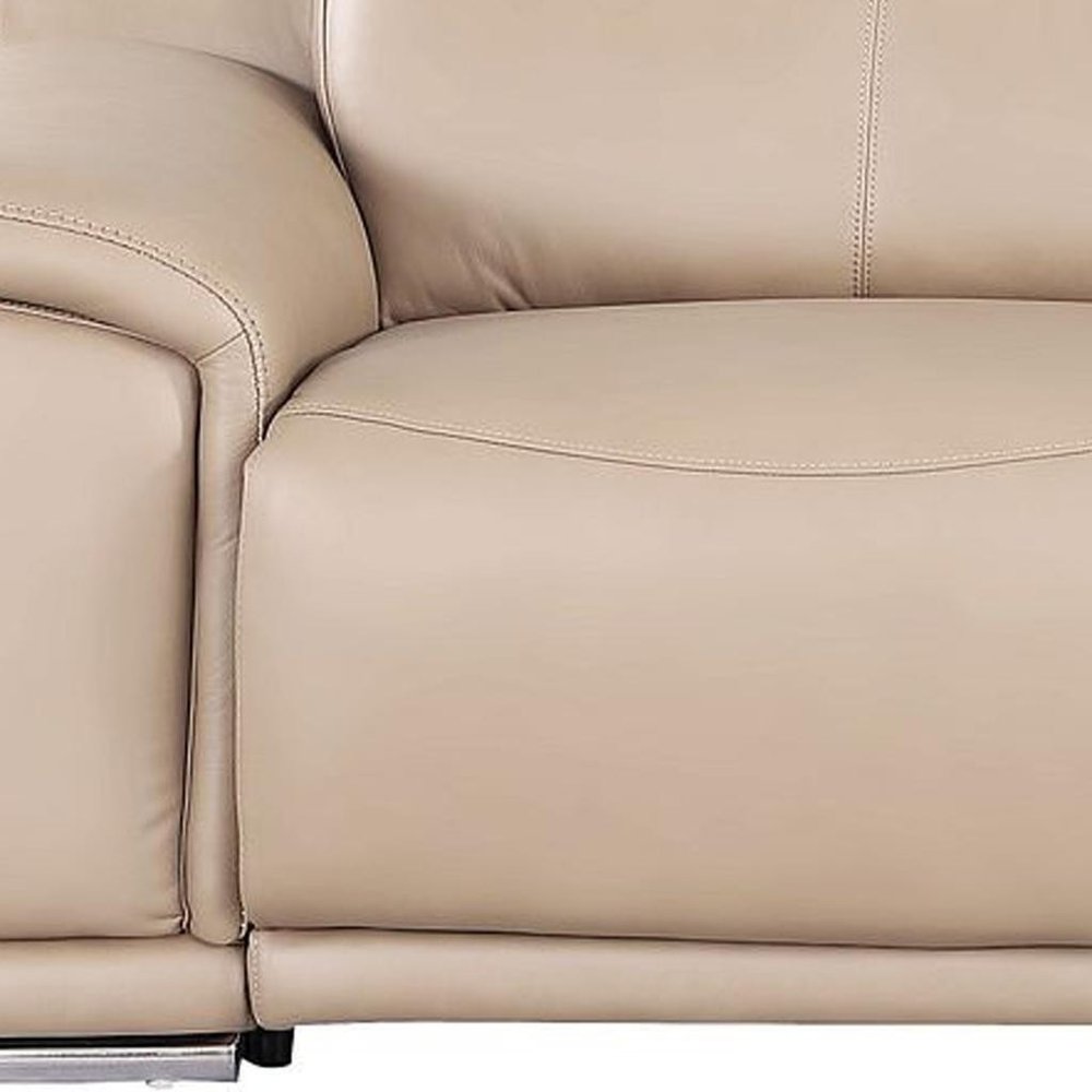 107" Black Top Grain Leather Reclining USB Sofa
