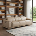 107" Black Top Grain Leather Reclining USB Sofa