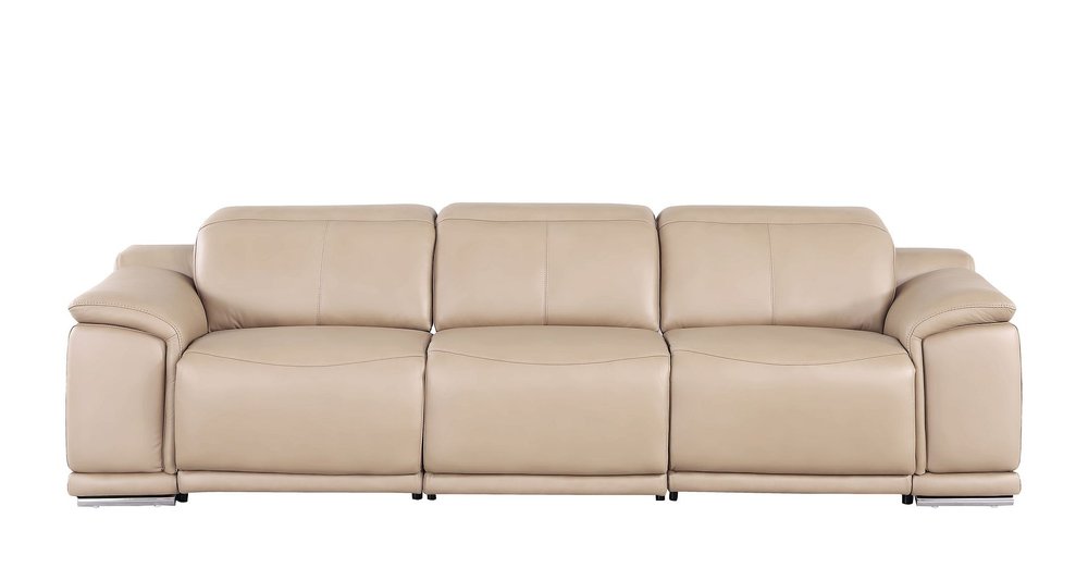 107" Black Top Grain Leather Reclining USB Sofa