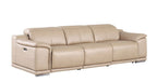 107" Black Top Grain Leather Reclining USB Sofa