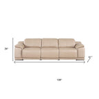 107" Black Top Grain Leather Reclining USB Sofa