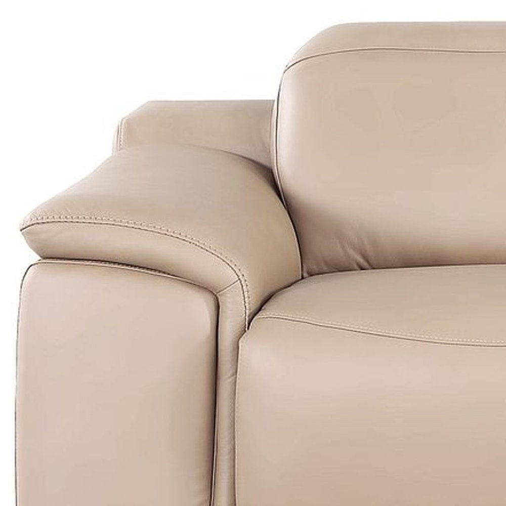 107" Black Top Grain Leather Reclining USB Sofa