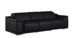 107" Black Top Grain Leather Reclining USB Sofa