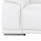 134" Beige Top Grain Leather Reclining USB and Wireless Charger Sofa And Storage