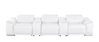 134" Beige Top Grain Leather Reclining USB and Wireless Charger Sofa And Storage