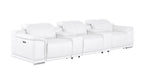 134" Beige Top Grain Leather Reclining USB and Wireless Charger Sofa And Storage